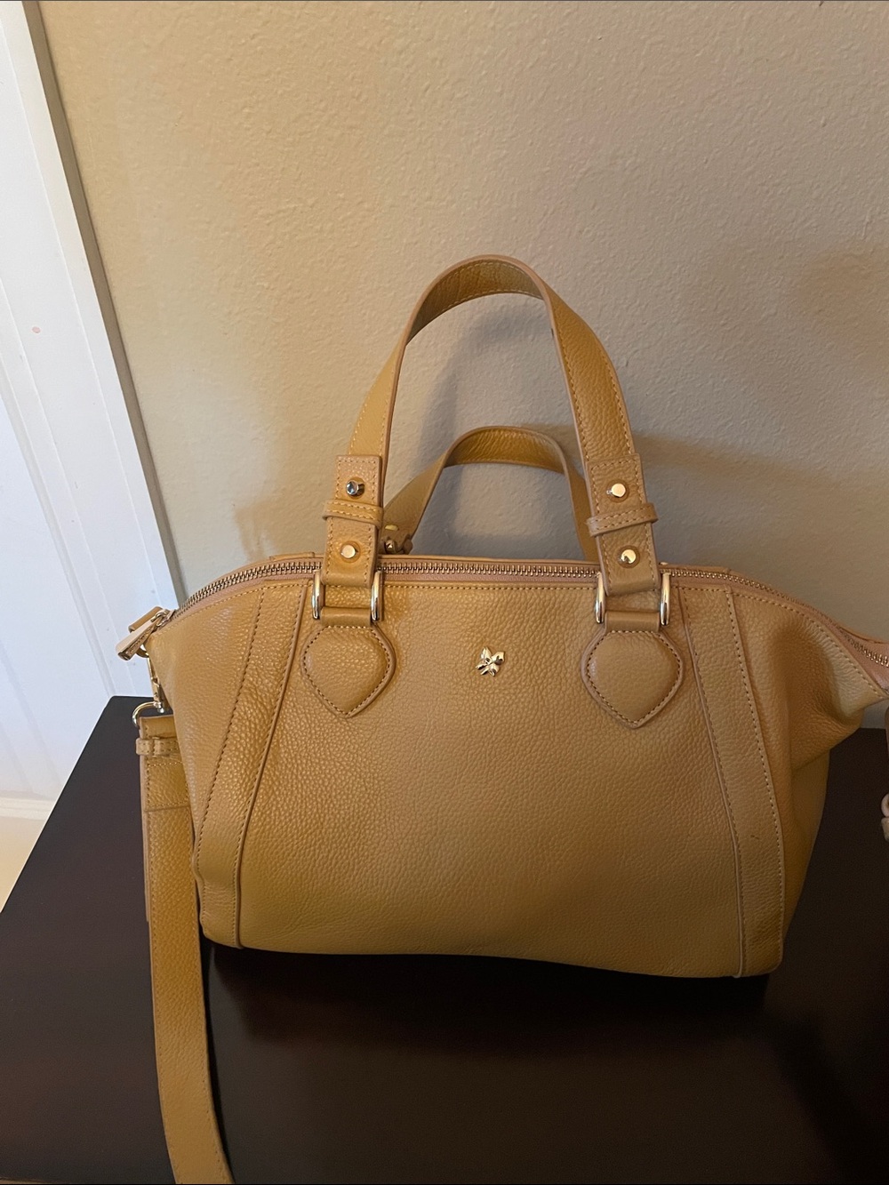 Ora Delphine Mustard Yellow Leather Shoulder Satchel